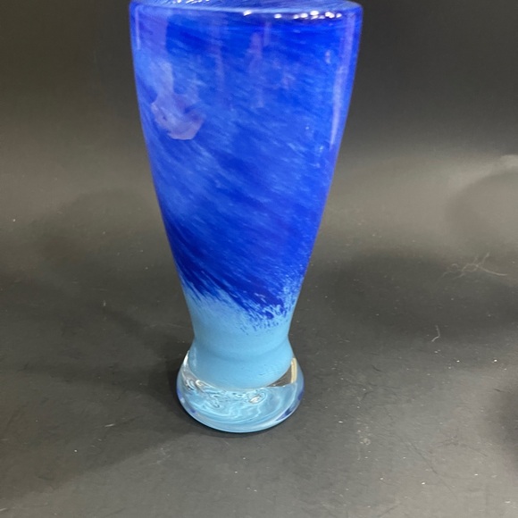 Set of 3 Art Glass Tall Beer Pub Glasses - Ocean Blue Swirl - 7.5" - Picture 7 of 9